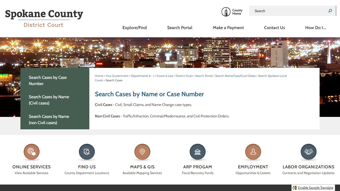 Search Cases by Name or Case Number | Spokane County, WA